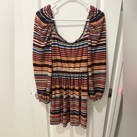 Zara Multicolor Pleated Striped Mini Dress - Picture 5 of 5
